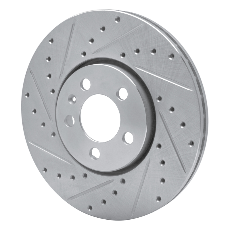 Audi A1 Brake Rotor (1) - Front Left - R1 Concepts - Drilled & Slotted - Silver - `98-`18